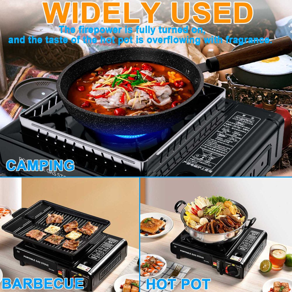 Portable Camping Stove,Butane Stove with Wind Baffle,Portable Camping Stove for Outdoor Cooking, with Carrying Case Great for Emergency Preparedness Kit