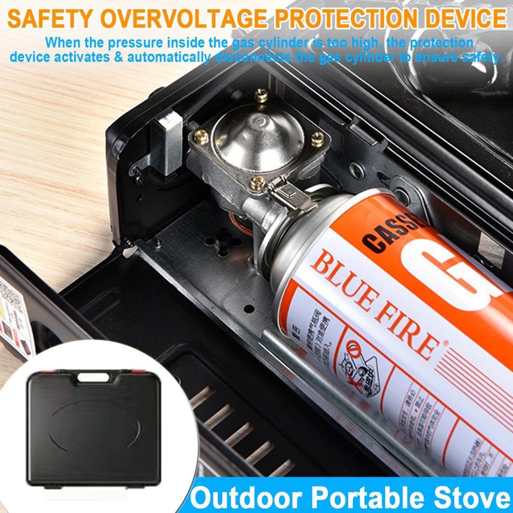 Portable Camping Stove,Butane Stove with Wind Baffle,Portable Camping Stove for Outdoor Cooking, with Carrying Case Great for Emergency Preparedness Kit