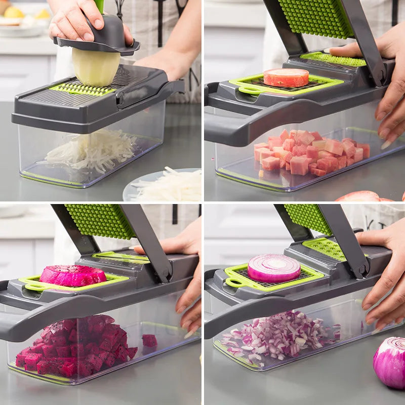 14/16-in-1 Multifunctional Vegetable Chopper: Slicer, Dicer & Grater