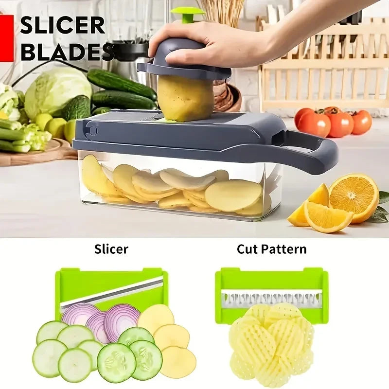 14/16-in-1 Multifunctional Vegetable Chopper: Slicer, Dicer & Grater