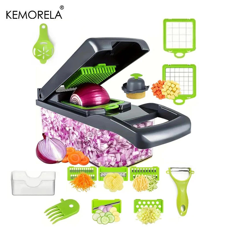 14/16-in-1 Multifunctional Vegetable Chopper: Slicer, Dicer & Grater