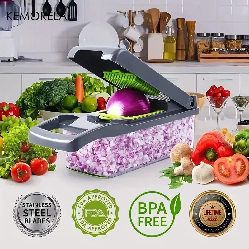 14/16-in-1 Multifunctional Vegetable Chopper: Slicer, Dicer & Grater